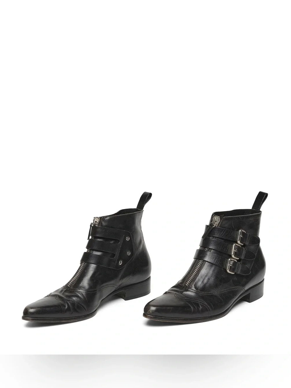 TABITHA SIMMONS BLACK LEATHER EARLY BUCKLE ANKLE BOOTS SZ 39
